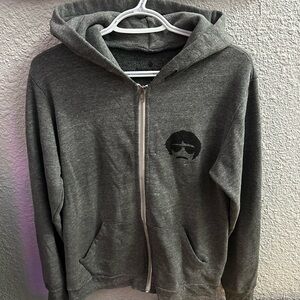 Spiritual Gangster Gray Zip-Up Hoodie with Black Graphic